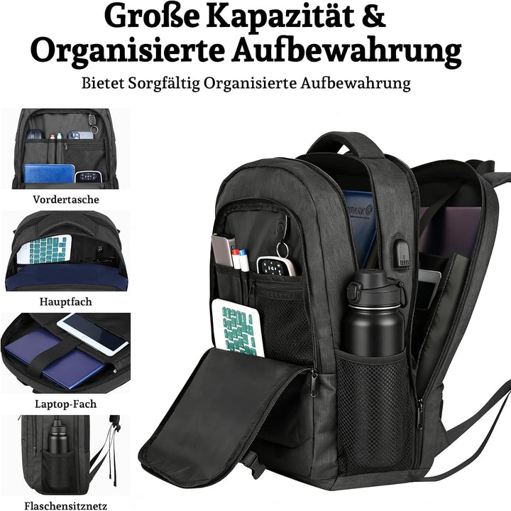 Rucksack Herren, Gross 15-17,3 Zoll Schulrucksack Laptop Rucksack, Business Reiserucksack mit USB La