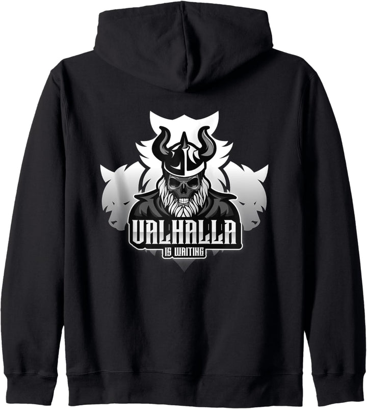 Valhalla Is Waiting Wikinger Wölfe Odin Krieger Spruch Kapuzenjacke