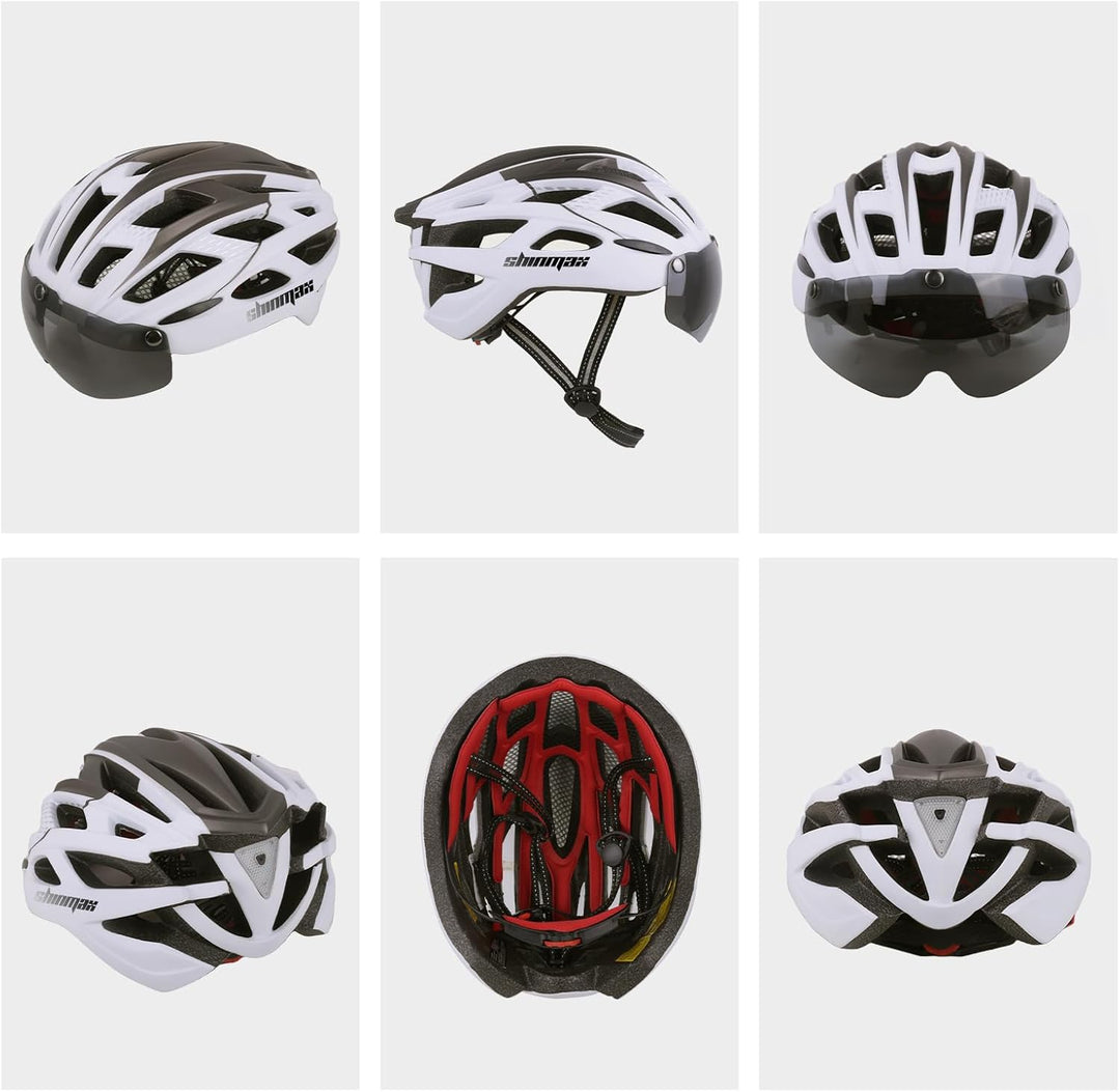 Shinmax Fahrradhelm mit LED-Beleuchtung, Fahrradhelm mit Sicherheitsbeleuchtung, magnetischer Fahrra