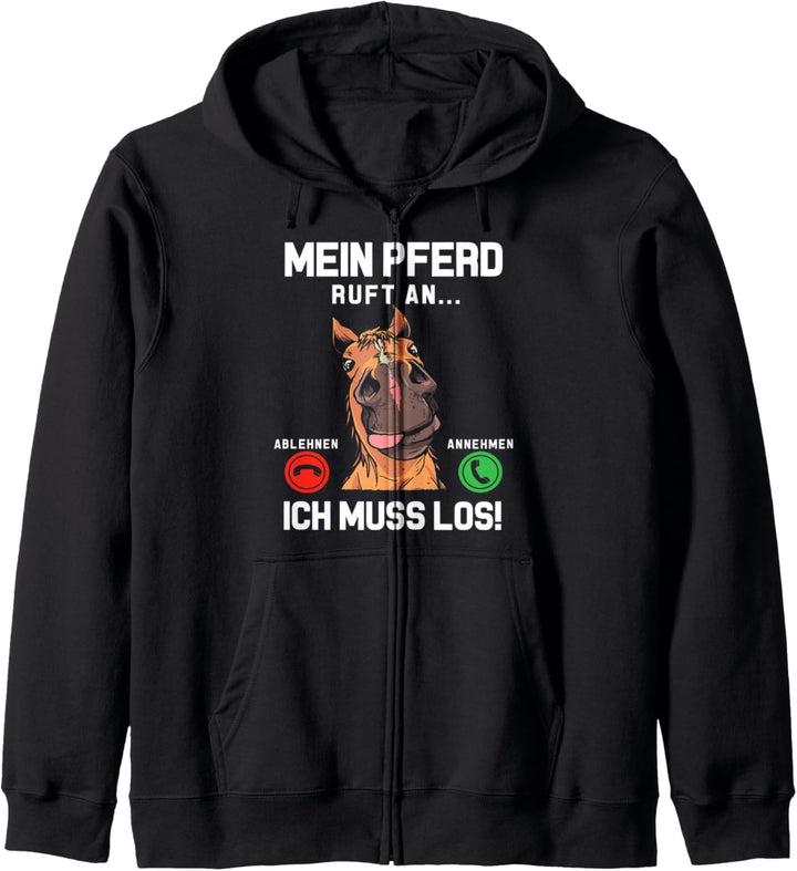 Mein Pferd Ruft An Reiterin Reiter Stall Mädchen Pferde Kapuzenjacke