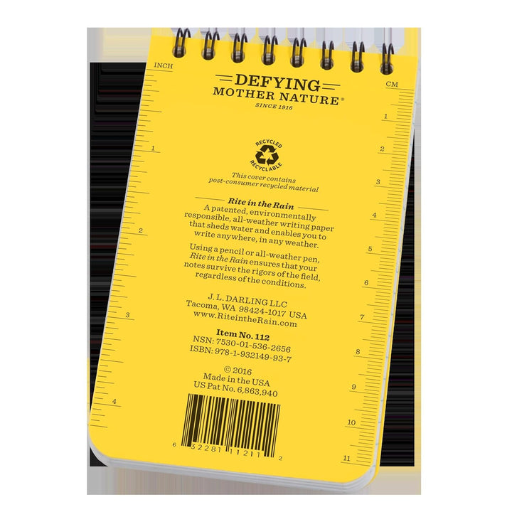 Rite in the Rain Wetterfestes EMS Notizbuch, 7,6 x 12,7 cm, gelber Einband, Vital Stats Pages (Nr. 1
