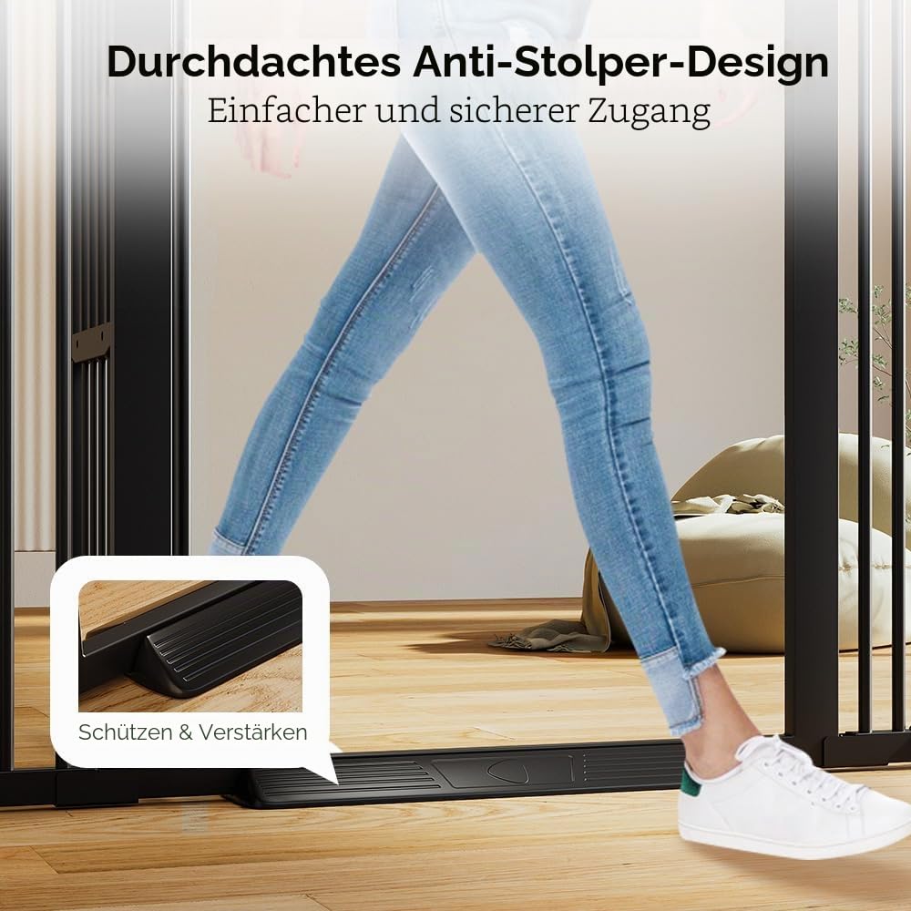 COMOMY 180 cm Extra Hoch Türgitter Katze/Hund, 75-103 cm Extra Breit Türschutzgitter mit Verstellbar
