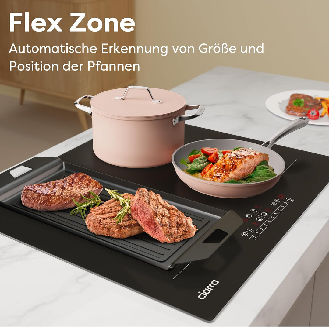 CIARRA CBBIH4BFF 4 Zonen Einbau Induktionskochfeld mit Zwei Flexzonen Power Booster Touch-Bedienung