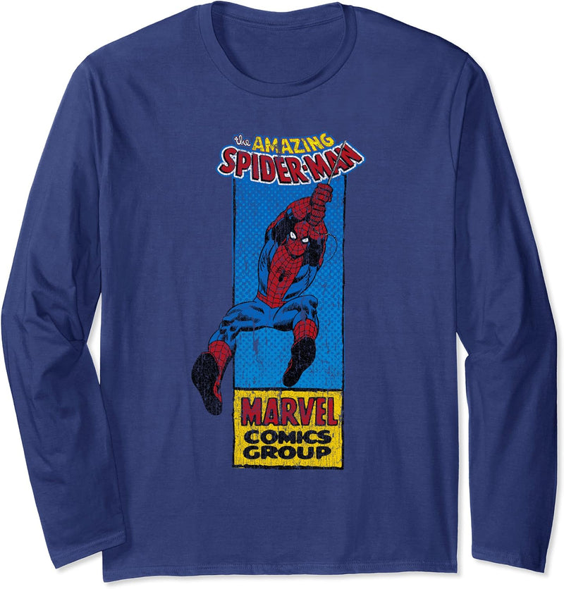 Marvel The Amazing Spider-Man Thin Comic Panel Langarmshirt