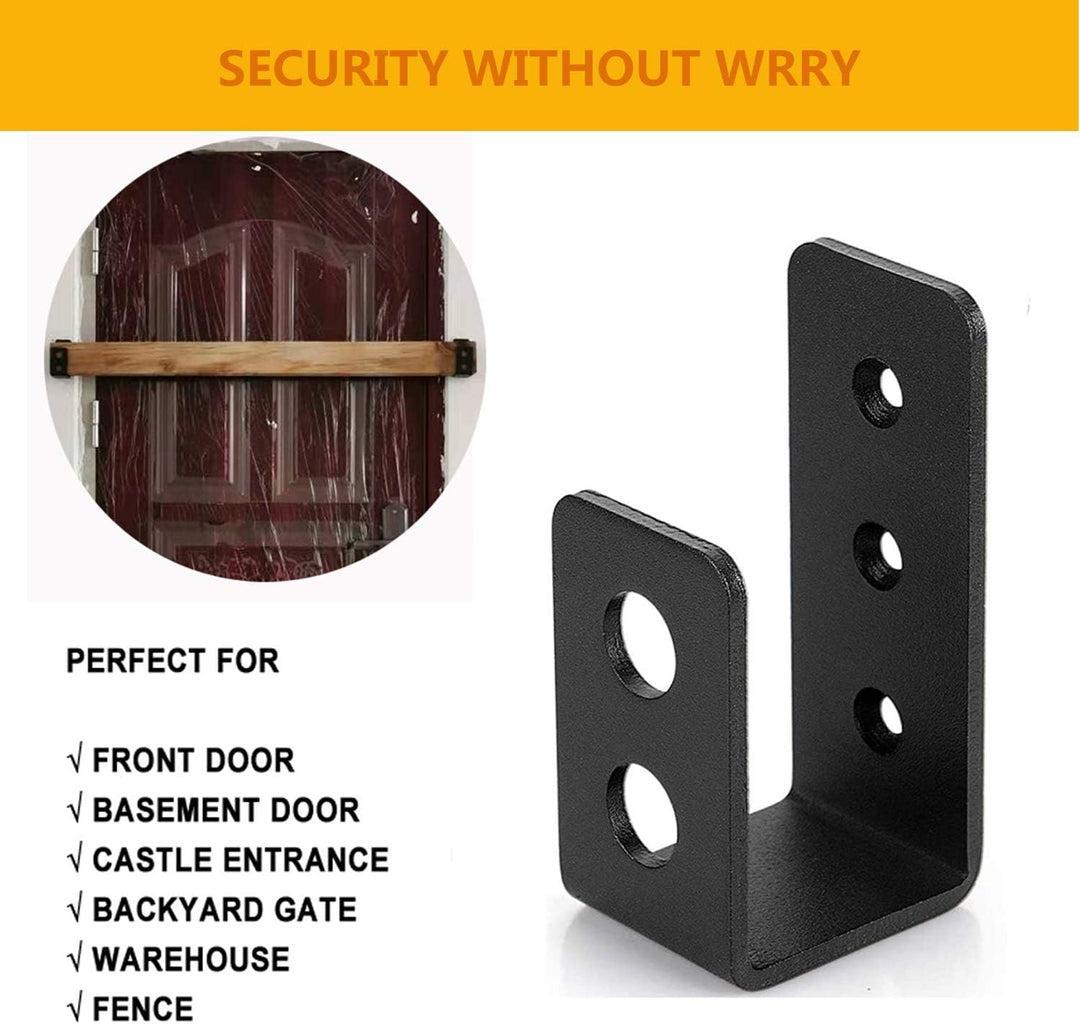 VANROUG 2 x 4 Tür-Barricade-Klammern, 2 Stück, robuste Stahlstange, Sicherheits-Türschloss, Halterun