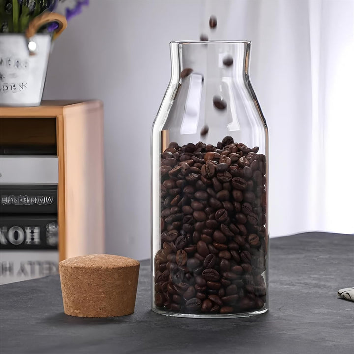 Glas Vorratsdosen mit Korkstopfer Moderner Glasbehälter Luftdicht Gläser mit Holzdeckel, 900ml/30.4