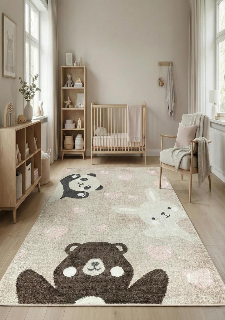 Jimri Teppich Kinderzimmer - Teppiche für Kinderzimmer, Kinderteppich, Kinderteppich Mädchen, Bär, H