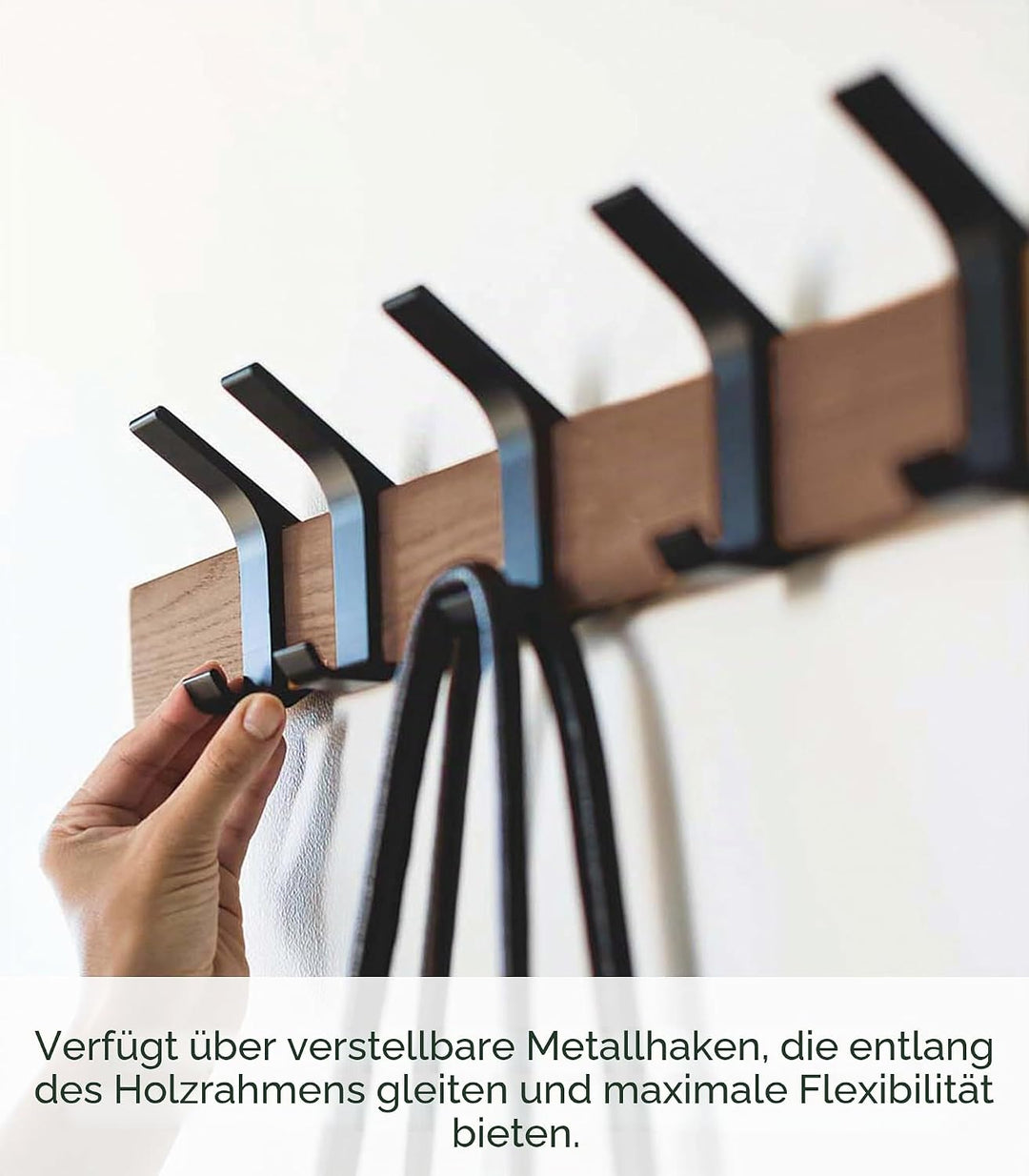 Wall coat rack - Rin - brown Schwarz, Schwarz
