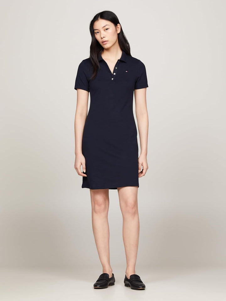 Tommy Hilfiger Damen Polokleid 1985 Slim Pique Polo Dress Ss Slim Fit L Blau (Desert Sky), L Blau (D