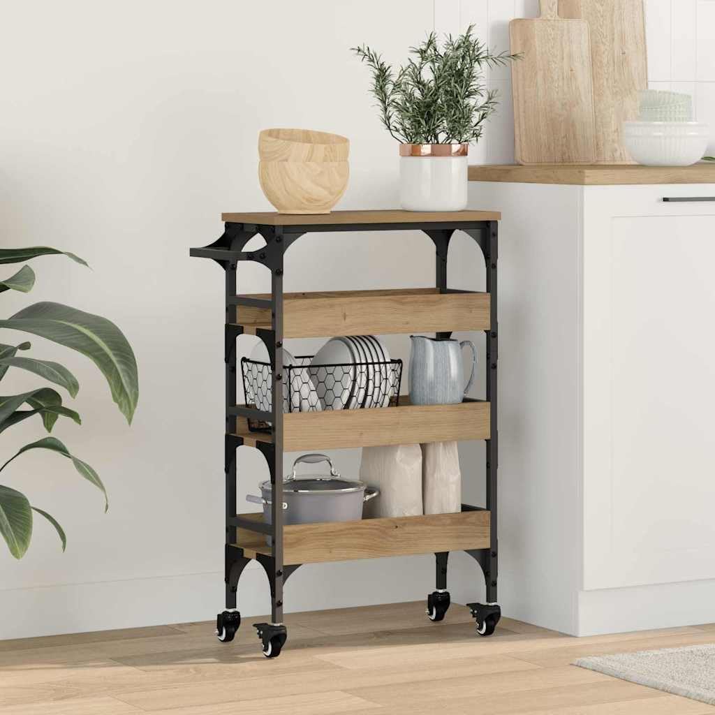 vidaXL Küchentrolley Artisan-Eiche 53 x 20 x 76 cm Holzwerkstoff, Artisan-eiche