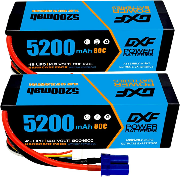 DXF 4S Lipo Akku 14.8V 80C 5200mAh RC Batterie mit EC5 Stecker für RC Car RC Truck RC Auto Boot LKW
