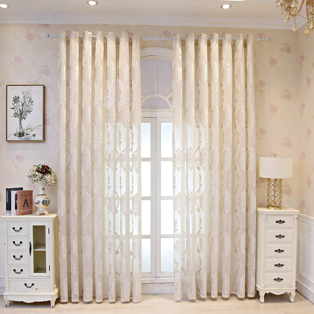 M&W DAS DESIGN Gardinenschal Vintage Retro Barock Beige 1er-packung 140 x 245 cm, Beige 1er-packung