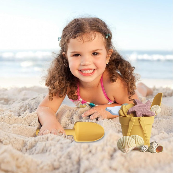 Sandspielzeug für Kinder, 8 Stück, sicheres Silikon-Strandspielzeug mit Schaufel, Eimer und Sandform