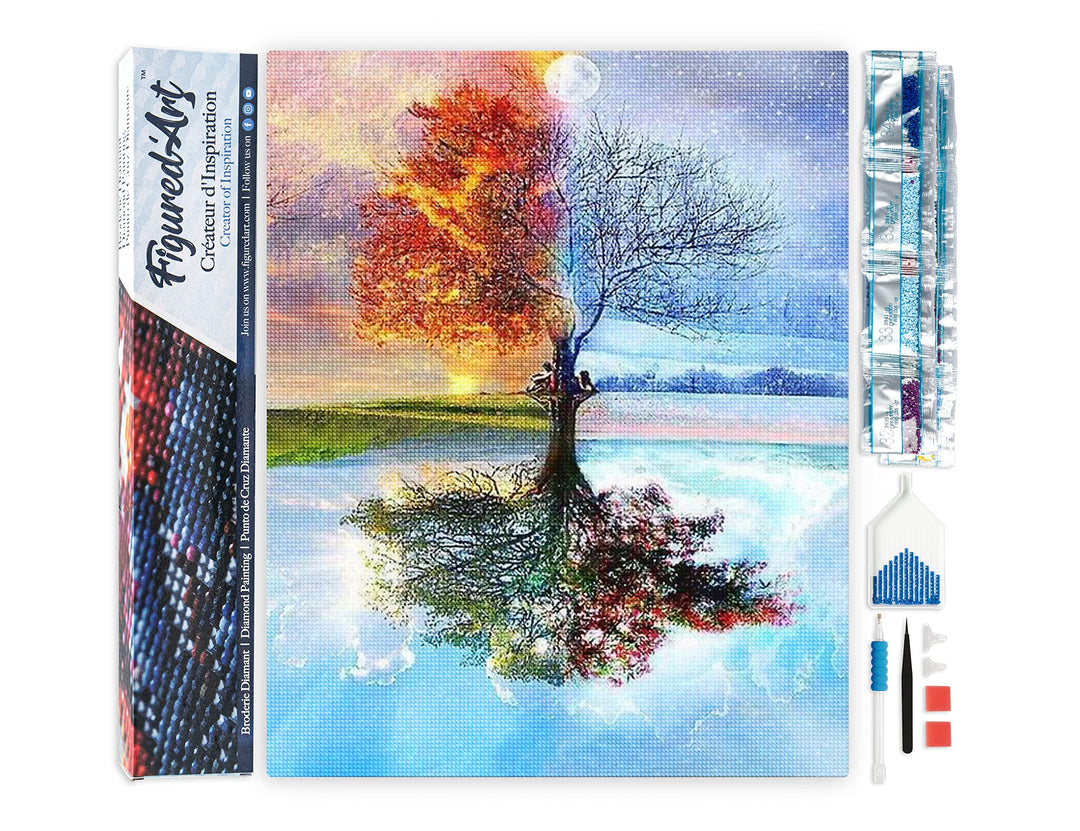 Figured'Art Diamond Painting Erwachsene 40x50cm Ganze Leinwand gerollt 4 Jahreszeiten Klassisch 5D B