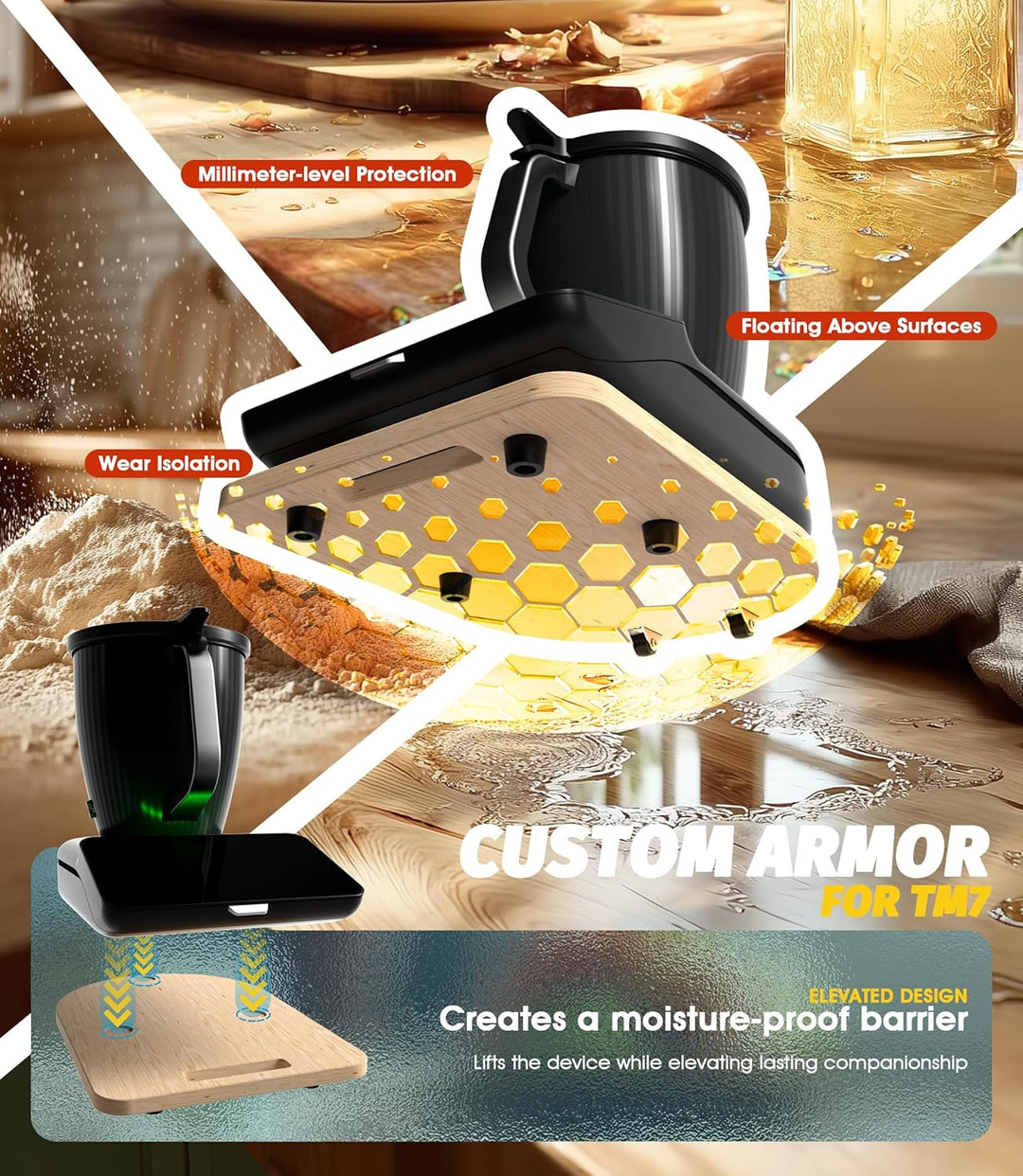 NEWZEROL Bambus Gleitbrett Kompatibel mit Vorwerk Thermomix TM7, TM7 Gleitbrett Holz Praktisches TM7