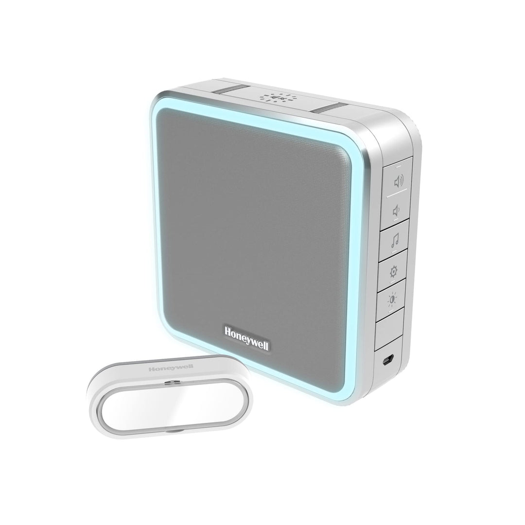 Honeywell DC915SGL Tragbare drahtlose Türklingel Schlafmodus und Druckknopf – Grau