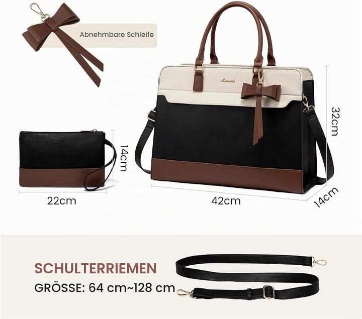 LOVEVOOK Handtasche Damen Gross, 15,6 Zoll Laptoptasche Arbeitstasche Elegant Uni Tasche Schultasche