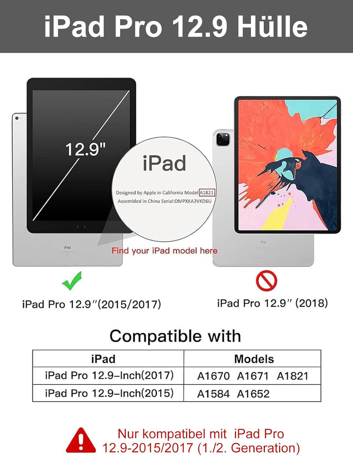 WINCHKING Hülle mit Tastatur iPad Pro 12,9 Zoll 2015/2017 (1./2. Gen) - 7 Farben Beleuchtete Kabello