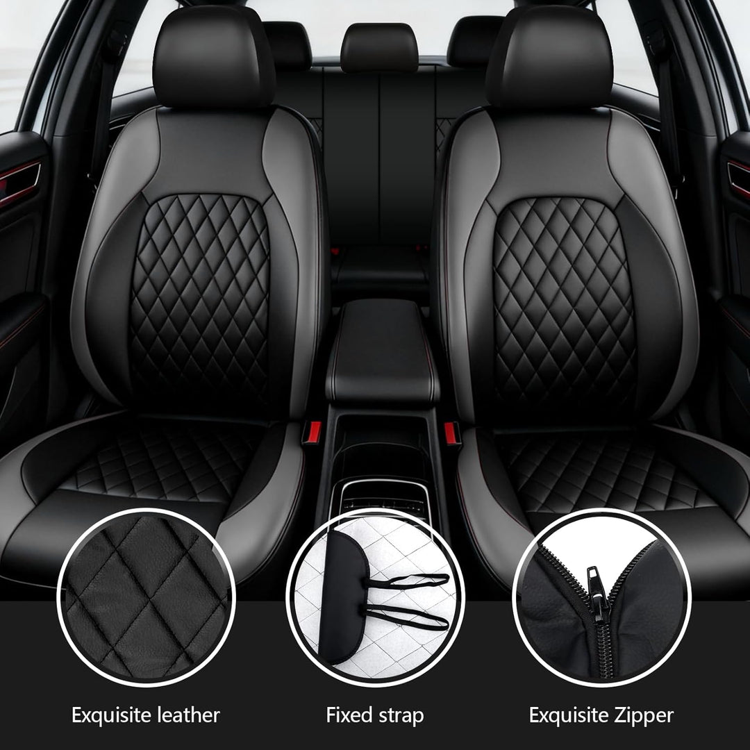 9 Stück Leder Autositzbezüge Sets,Wasserdichtes Sitzbezüge Auto Komplettset,Wasserdicht Vordersitze
