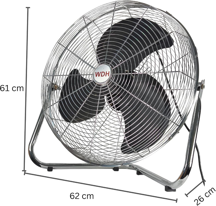 Bodenventilator WDH-FE50X aus Metall mit extra grossem Ventilatorkopf und einem Durchmesser von 50 c