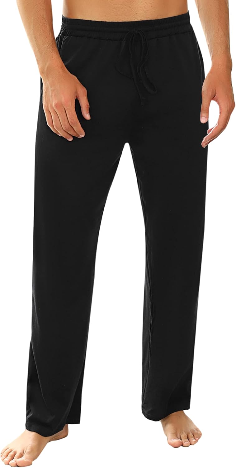 Marvmys 100% Baumwolle Herren Lange Schlafanzughose Einfarbige Pyjamahose Schlafhose Haushose Freize