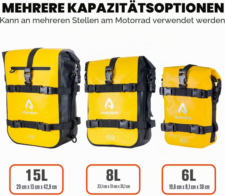 ARMOURAIN Motorrad Stossstangen Seitentasche Tasche Wasserdicht 6L Motor Sturzbügel Seitentaschen Ta