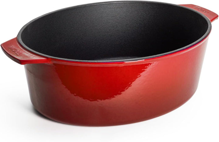 Woll Iron Bräter mit Deckel und Silikongriffen - Induktiv -, 34 x 26 cm, 12,5 cm hoch, 7,5l - Geeign