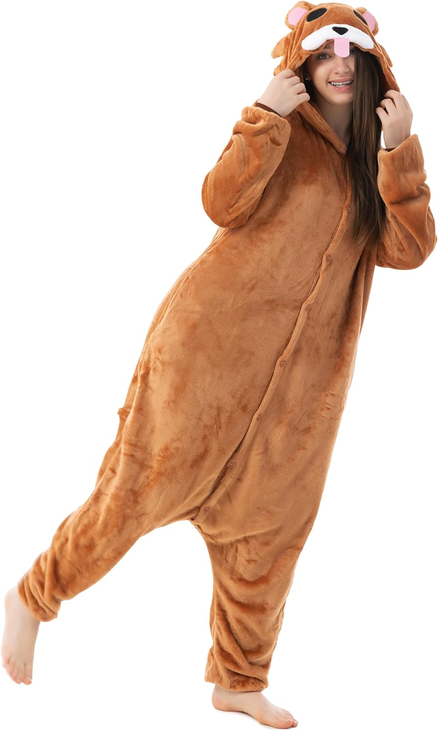 Katara 1744 (30+ Designs) Bären-Kostüm Grizzly, Unisex Onesie/ Pyjama-Qualität für Erwachsene & Teen