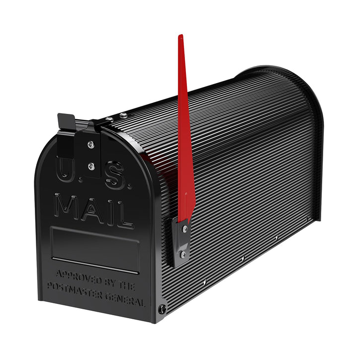 Wiltec US Mailbox schwarz 150 x 513 x 223 mm, amerikanischer Briefkasten mit Fahne, Wandbriefkasten