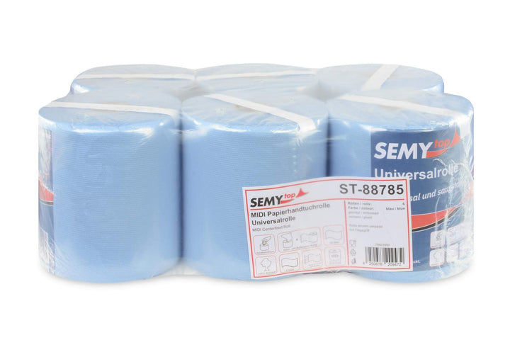 Semy Top ST-88785 Handtuchrolle, 2-lagig, 20 cm, Blau (6-er Pack) Single, Single