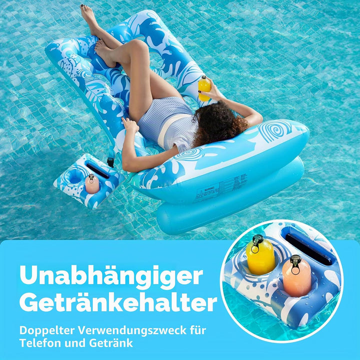 SLOOSH Wasser Pool Luftmatratze für Erwachsene, Aufblasbare Pool-Flösse mit Verstellbarer Rückenlehn