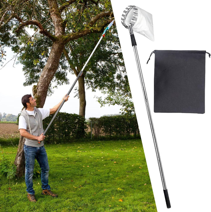 Obstpicker Stange, 160 Cm Obstpflücker Mit Teleskopstiel, Apfelpflücker, Kirschenpflücker Mit Stoffb