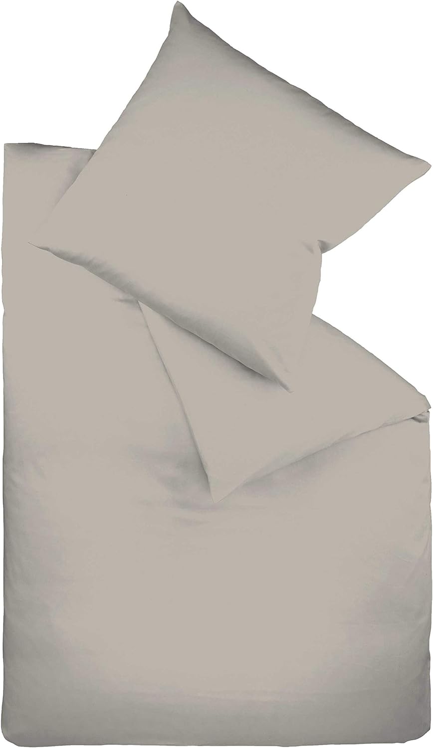 fleuresse Uni-Colours Bettwäsche-Set, Mako Satin, 100 Prozent Baumwolle, Fb. grau, 155 x 200 cm Grau