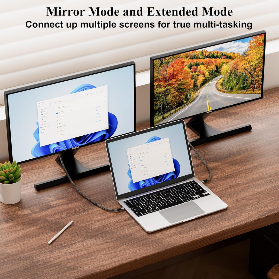 USB C auf HDMI Kabel 15 M,Typ-C auf HDMI 4K UHD(Thunderbolt 4/3 kompatibel),mit 90-Grad und 270-Grad