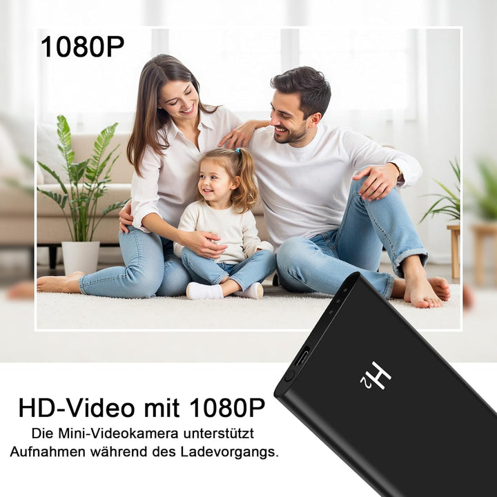 Mini-Videokamera, 2-in-1-Minikamera mit 5000-mAh-Powerbank | HD-1080p-Powerbank-Mini-Mikrokamera mit