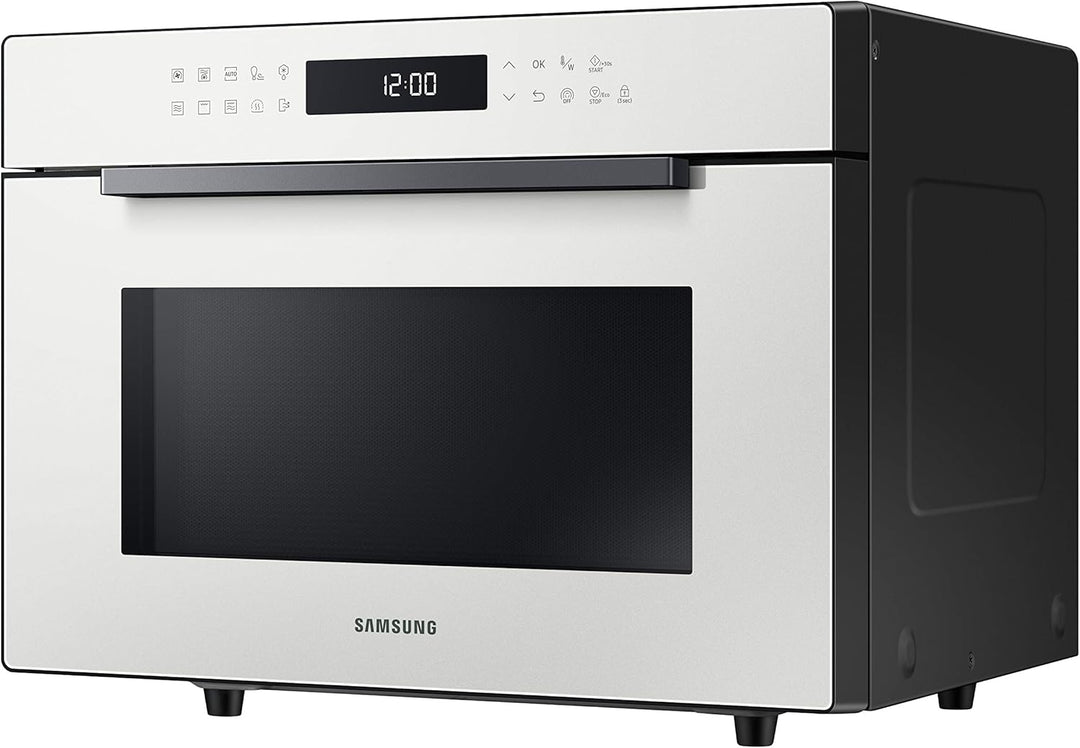Samsung MC35R8058CE/ET Glass Design Mikrowelle mit Dampffunktion und Bräterplatte, Farbe Porzellan,