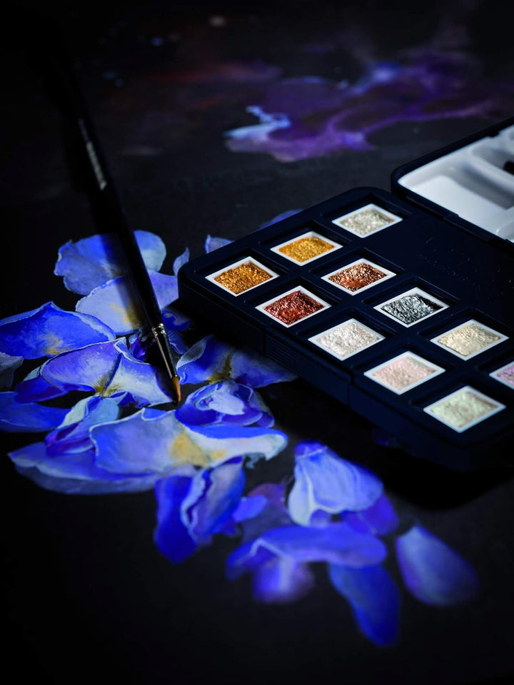 Royal Talens Talens Van Gogh Aquarell Pocket Box Metallic Edition mit 12 halben Schalen