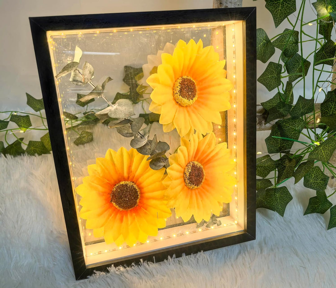 HanYun 3D Bilderrahmen Zum Befüllen mit LED-Lichterketten, 21.5X26.5cm Bilderrahmen Schwarz n tiefer
