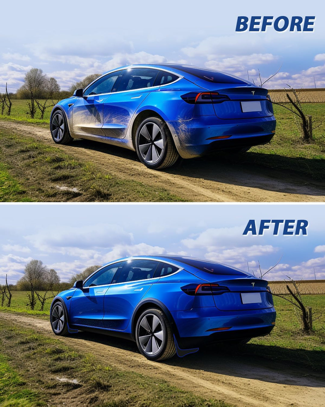 ASZSK Schmutzfänger für Tesla Model 3 2024, Model 3 Highland Spritzschutz Vorne und Hinten mit Befes