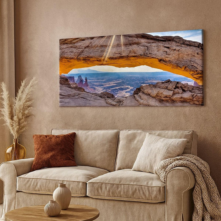 Panorama Bilder auf Leinwand 100x40cm Leinwandbild Felsen Ansicht Landschaft Gross Wanddeko Bild Sch