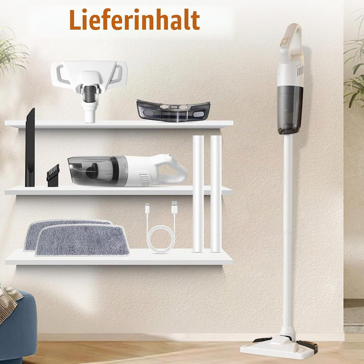 Akku-Staubsauger mit Wischfunktion und Anti-Tangle-Bodenbürste, kabellos für Zuhause, Hartböden, Tep