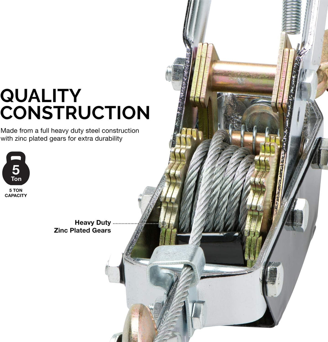 NEIKO 02256A Come Along Seilwinde, 5 Tonnen (4,5 kg) Zugkapazität, 3 Fuss, 3 Haken, robustes Stromka