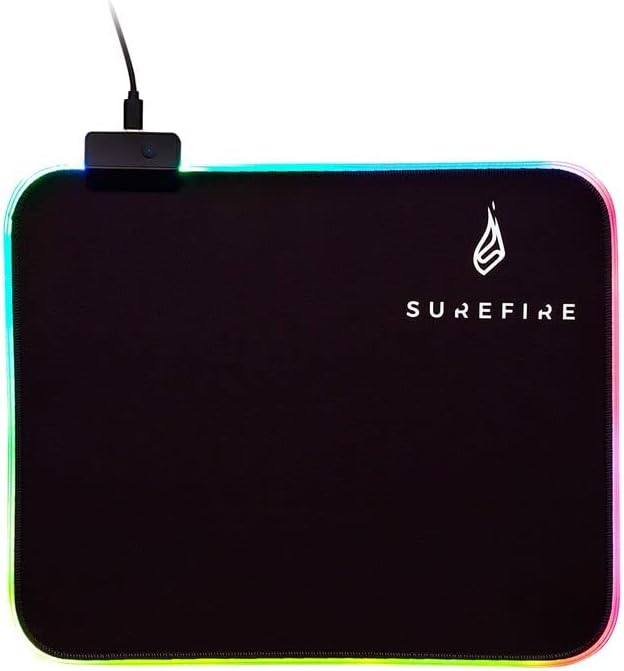 SureFire Silent Flight RGB-320 Gaming Mauspad, 320 mm x 260 mm x 3 mm, RGB Mauspad Gaming, wasserabw