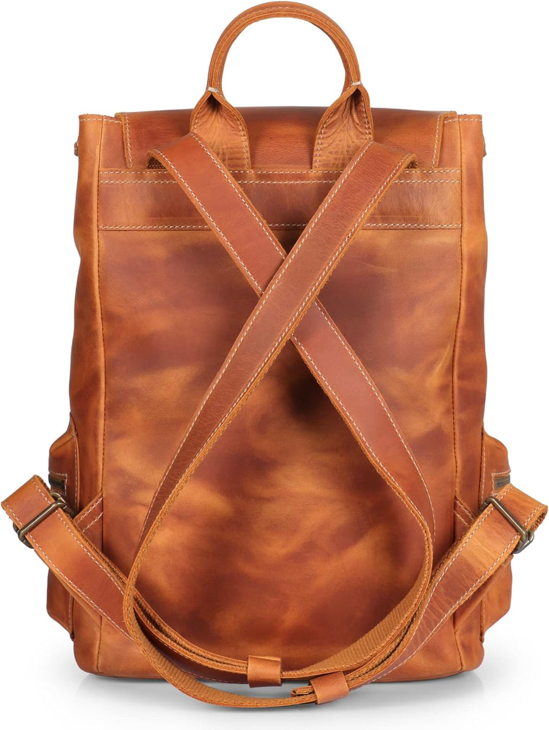 MegaGear Valley Echter Leder Rucksack Kamel, Kamel