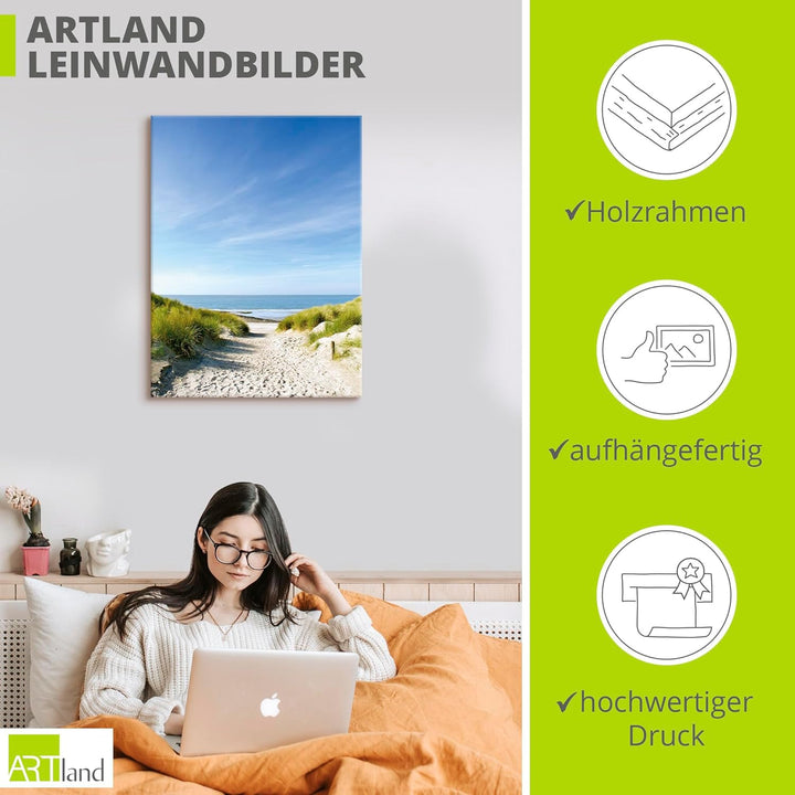 ARTland Leinwandbilder Wandbild Bild auf Leinwand 45x60 cm Strand Meer Küste Nordsee Sand Dünen Natu