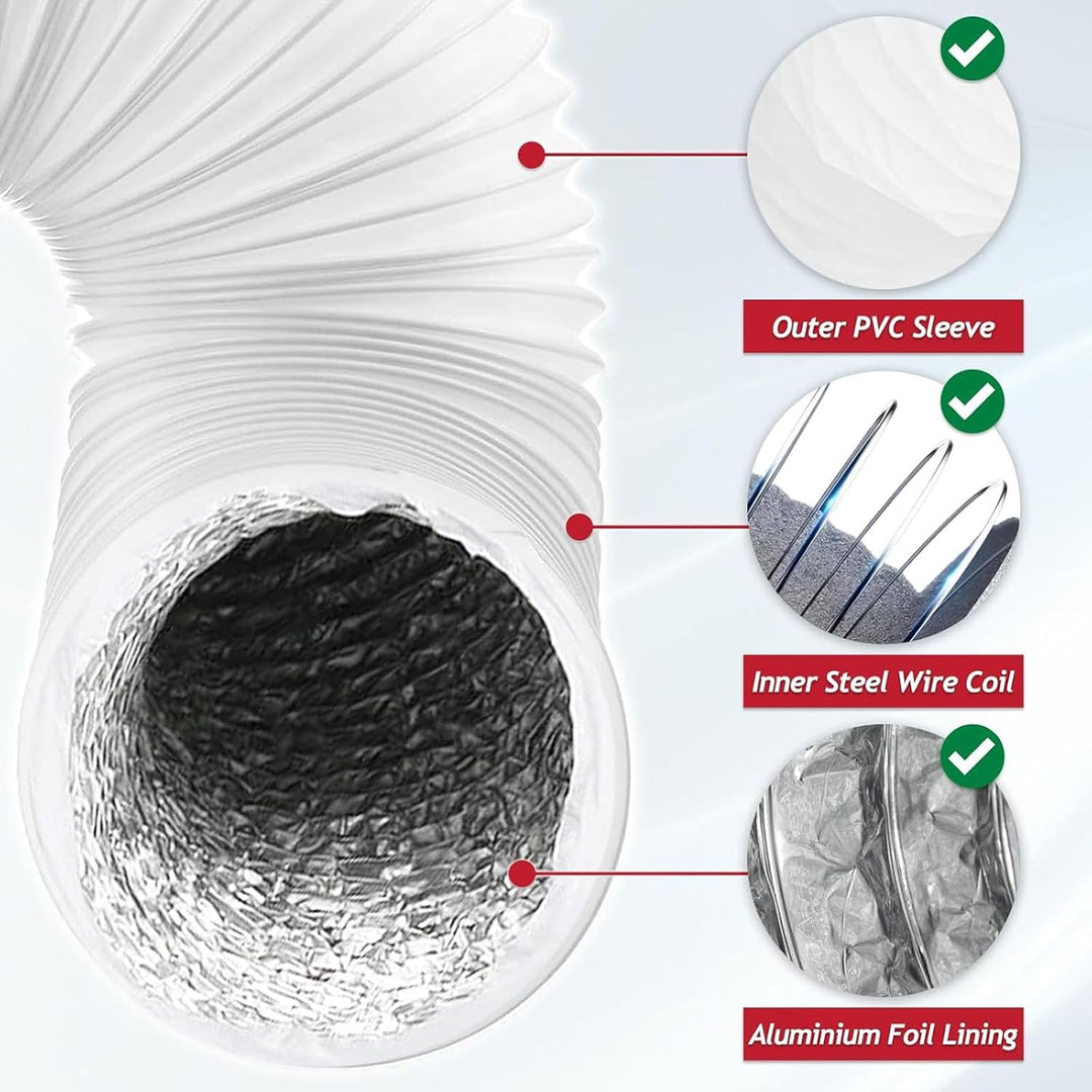 SPARES2GO PVC Erweiterungssatz Rohr für flexiblen Schlauch für Frigidaire Klimaanlage (6m, 5 Zoll)