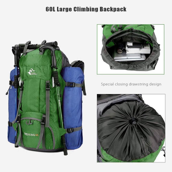 Bseash 60L Wasserdichter leichter Wanderrucksack mit Regenschutz, Outdoor Sport Tagesrucksack Multif
