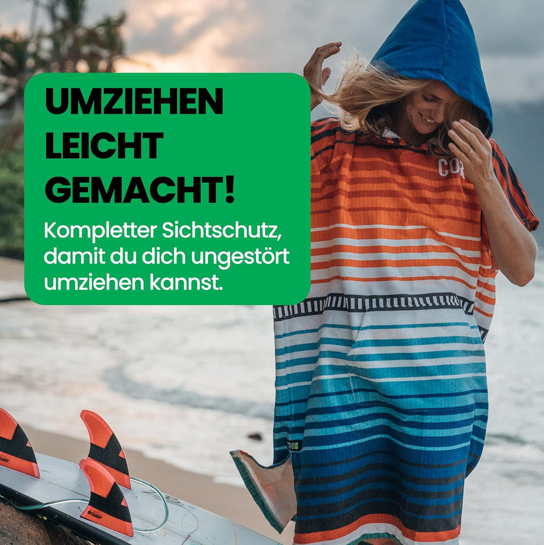 COR Surf Handtuch Poncho für Erwachsene - Weicher, schnell trocknender Bade Poncho aus Mikrofaser, K