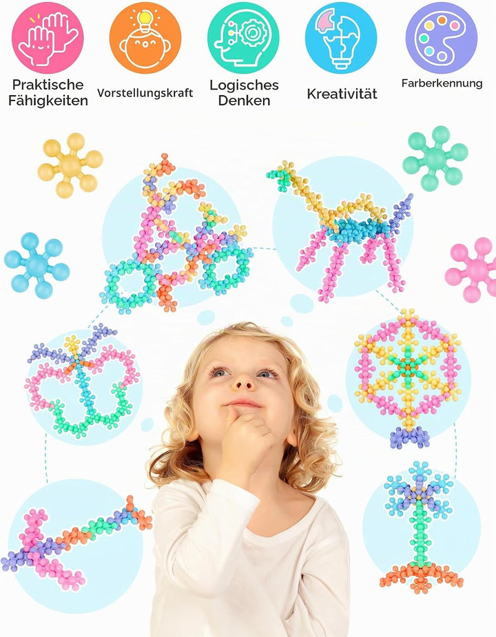 600PCS Interlocking Snowflake Building Block Toy (Macaron Colors) 600PCS Macaron-farben, 600PCS Maca