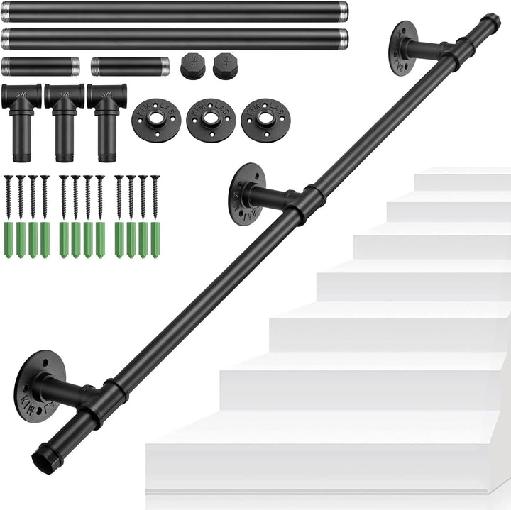 TANiCE Handlauf für Treppen Treppengeländer Innen und Aussen Schwarz Handlauf Haltegriff Treppe Hand
